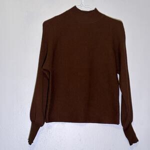 Tahari brown ribbed oversize mock neck sweater, women's XS